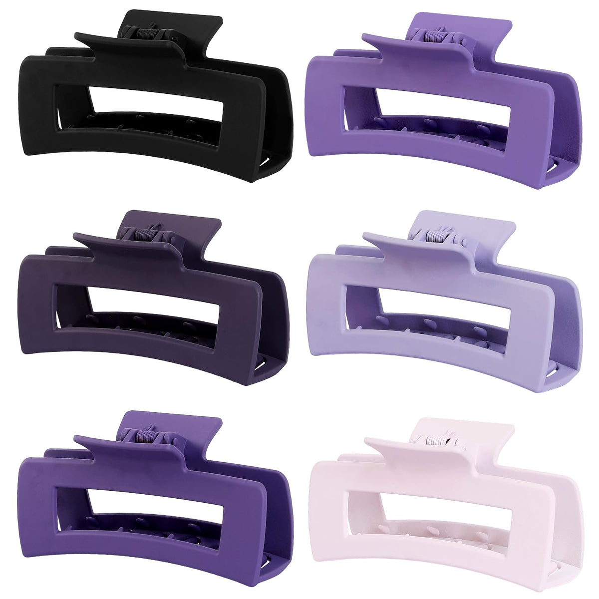 Sisiaipu 4 Inch Big Hair Claw Clips 6 Pcs Large Claw for Thick Hair Square Hair Clips for Women Rectangle Hair Clips Nonslip Acrylic Banana Jaw Clips Hair Accessories for Girls (Amber)