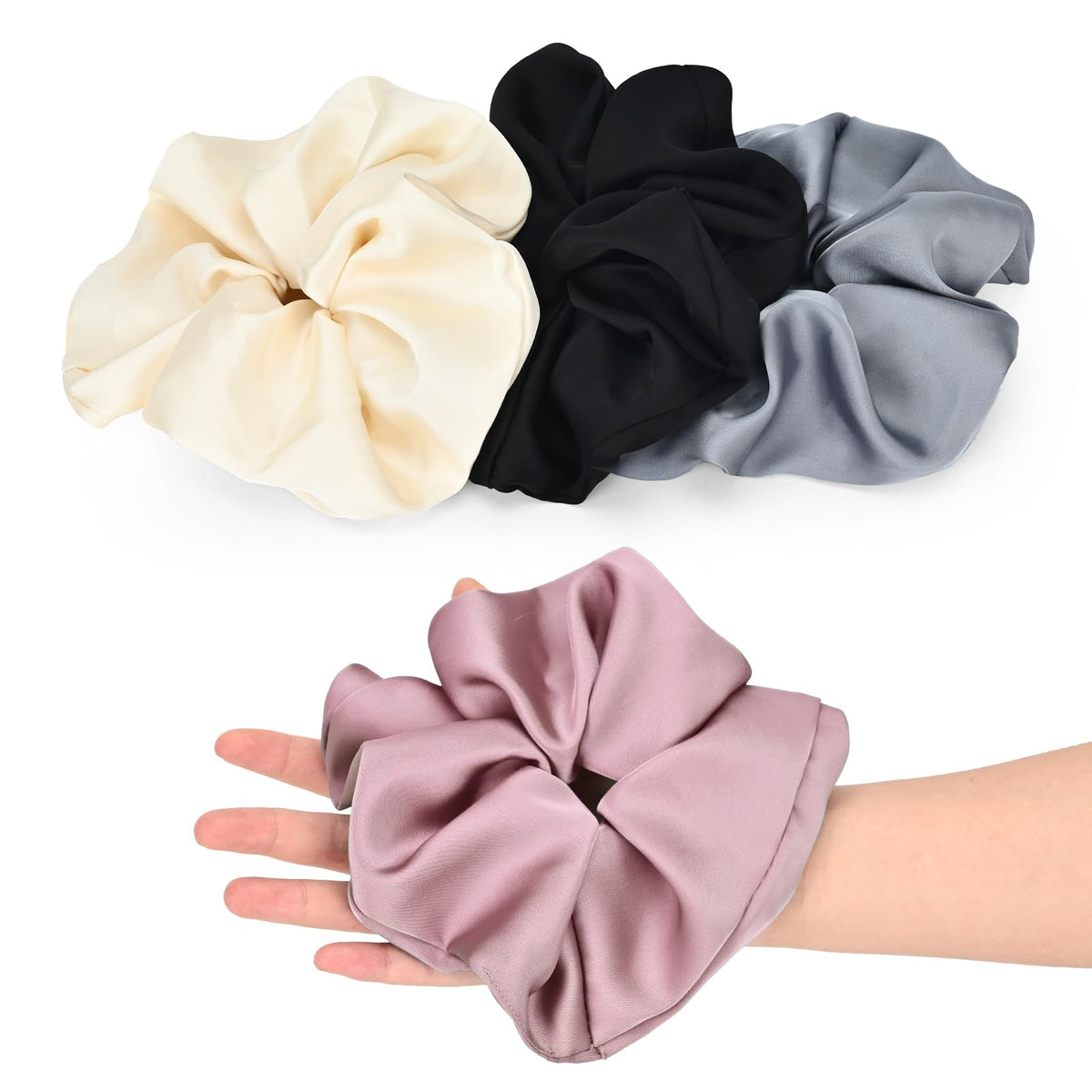 7" Large Satin Scrunchies for Women, Big Hair Scrunchies for Thick Hair