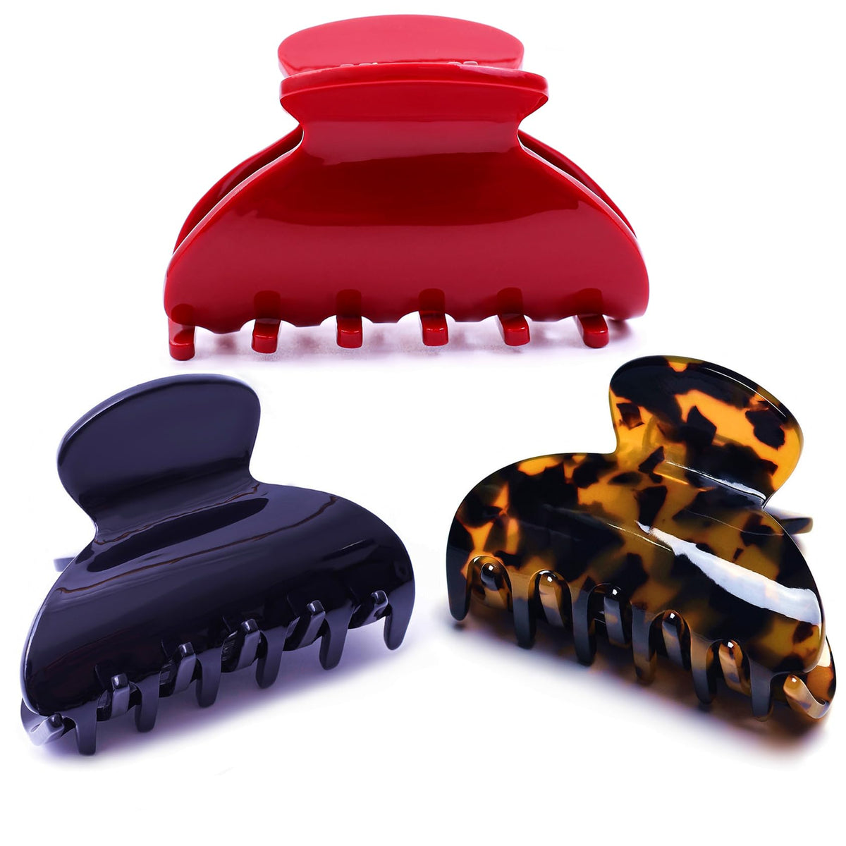 Medium Claw Hair Clips for Women Girls Tortoise Hair Jaw Clips Celluloid Hair Claw Clamps Leopard Print Hair Clasp 3 Pack