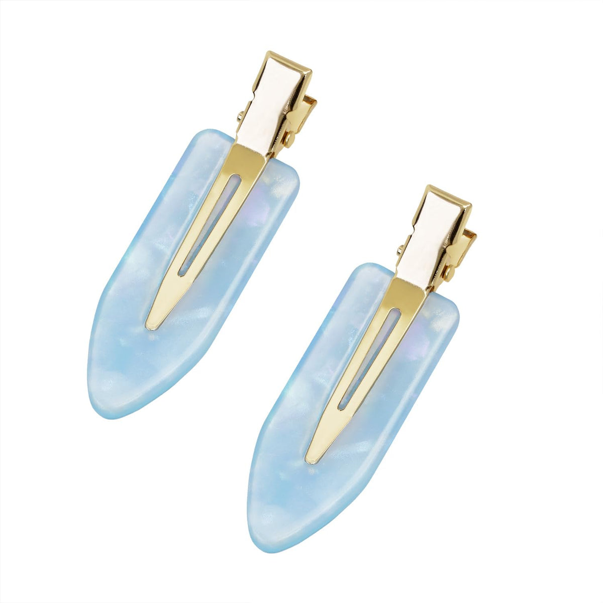 Mini Skater 2.36" Creaseless Hair Clips No Bend Resin Styling Duckbill Hair Barrettes No Crease Flat Clip for Women Hairstyle Bangs Waves Makeup Stylish Hairs Accessories, 2PCS (Blue)