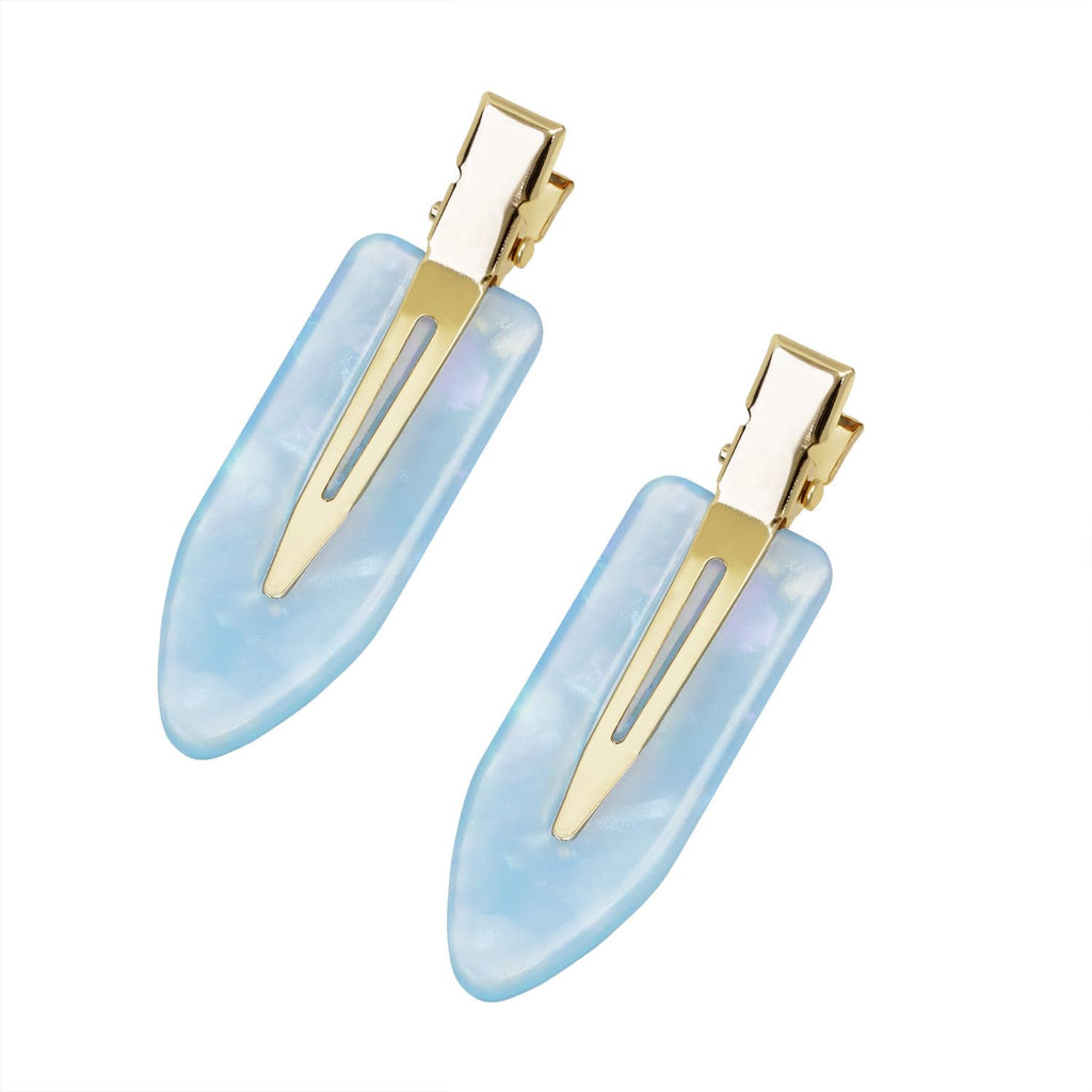 Mini Skater 2.36" Creaseless Hair Clips No Bend Resin Styling Duckbill Hair Barrettes No Crease Flat Clip for Women Hairstyle Bangs Waves Makeup Stylish Hairs Accessories, 2PCS (Blue)