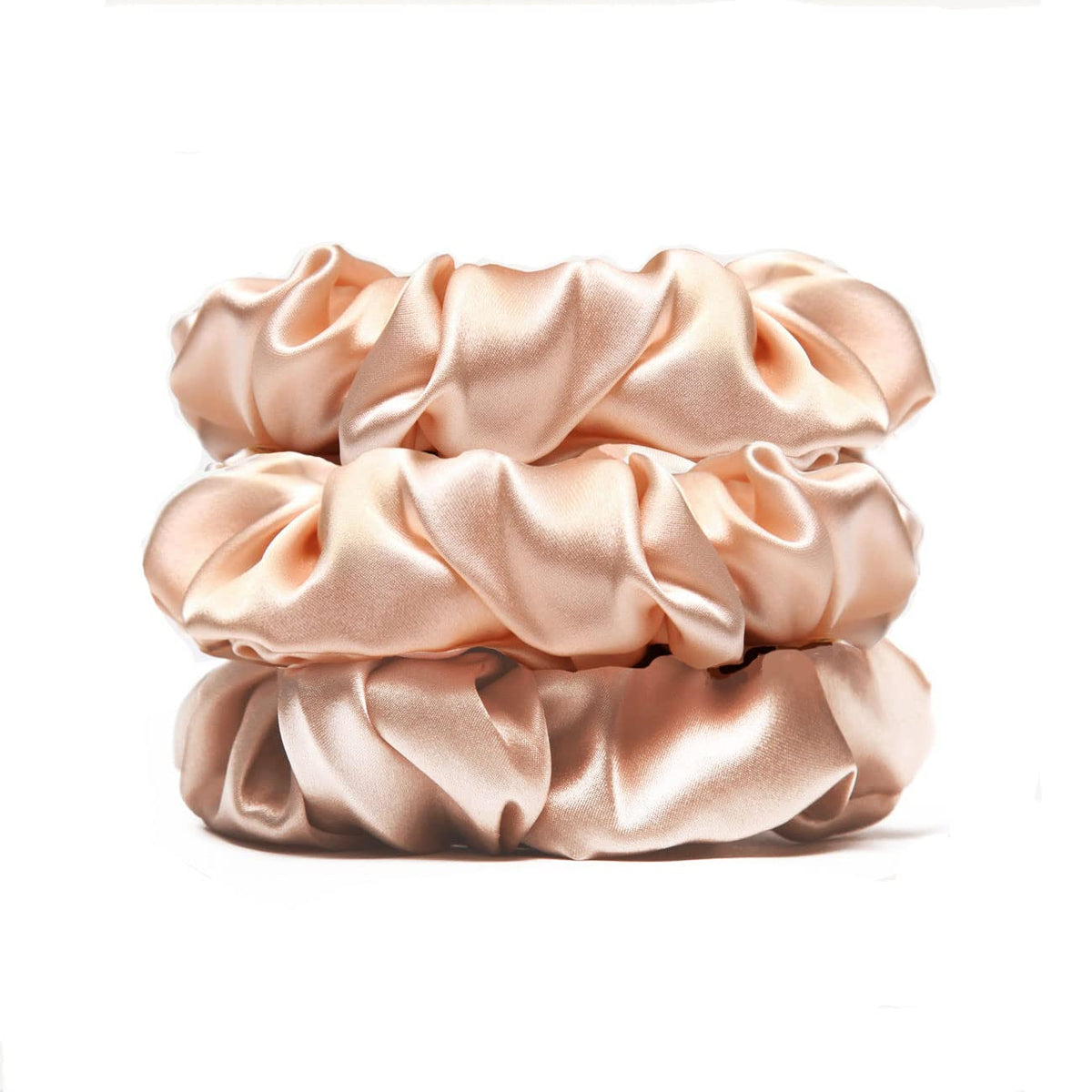 Michooyel 100% Mulberry Silk Scrunchies Hair Ties Elastic Band Scrunchy For Women Girls Curly Hair, No Damage, Ponytail Holder, 3 Pack, 4 cm