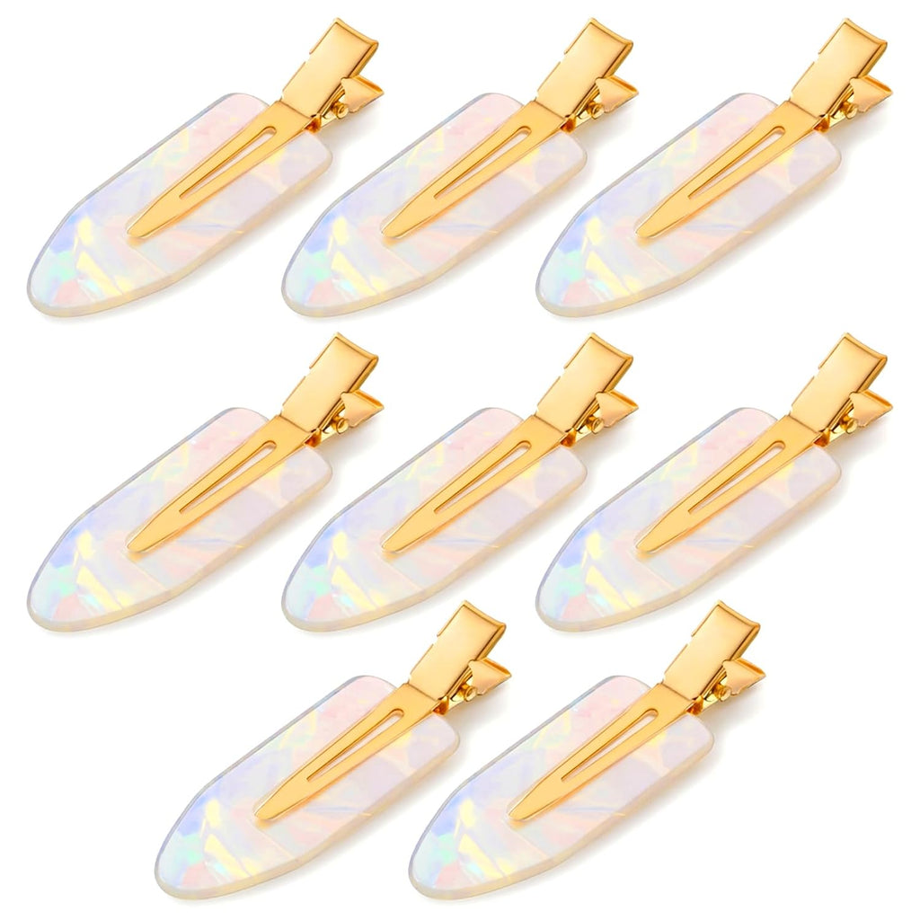 8 PCS No Crease Hair Clips No Bend Creaseless Hair Clips for Women White Flat Hairs Clip Makeup Hairs Clip Cute Accessories for Women (Milk White)