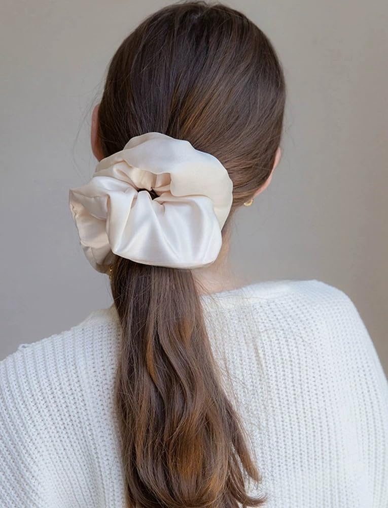 PIDOUDOU 2 Pack Jumbo Satin Silk Scrunchies, 7.5 Inch Hair Ties