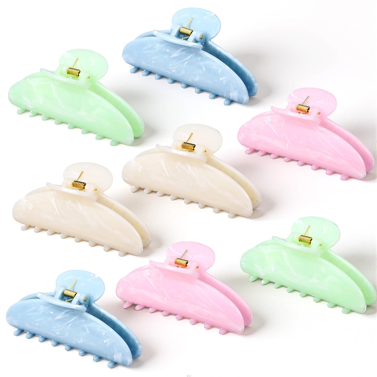 8 Pcs Large Acrylic Hair Claw Clips,Ink Painting,Dusk Color