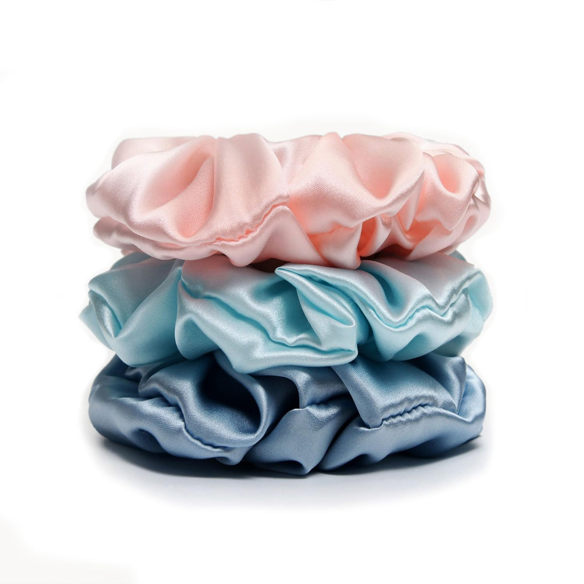 Michooyel 100% Mulberry Silk Scrunchies Hair Ties Elastic Band Scrunchy For Women Girls Curly Hair, No Damage, Ponytail Holder, 3 Pack, 4 cm