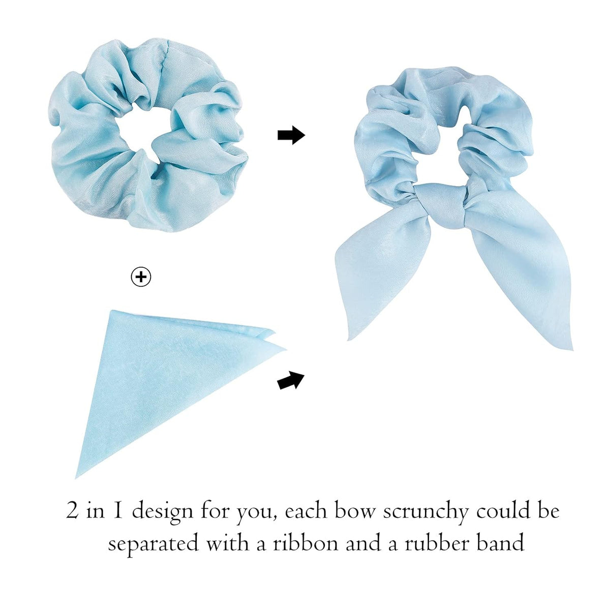 20 Pack Satin Scrunchies for Thick Hair, Hair Ties with Bow for Women's Hair, Bunny Ear Scrunchies, Hair Accessories for Girls, Silk Scrunchies in 20 Solid Warm Colors