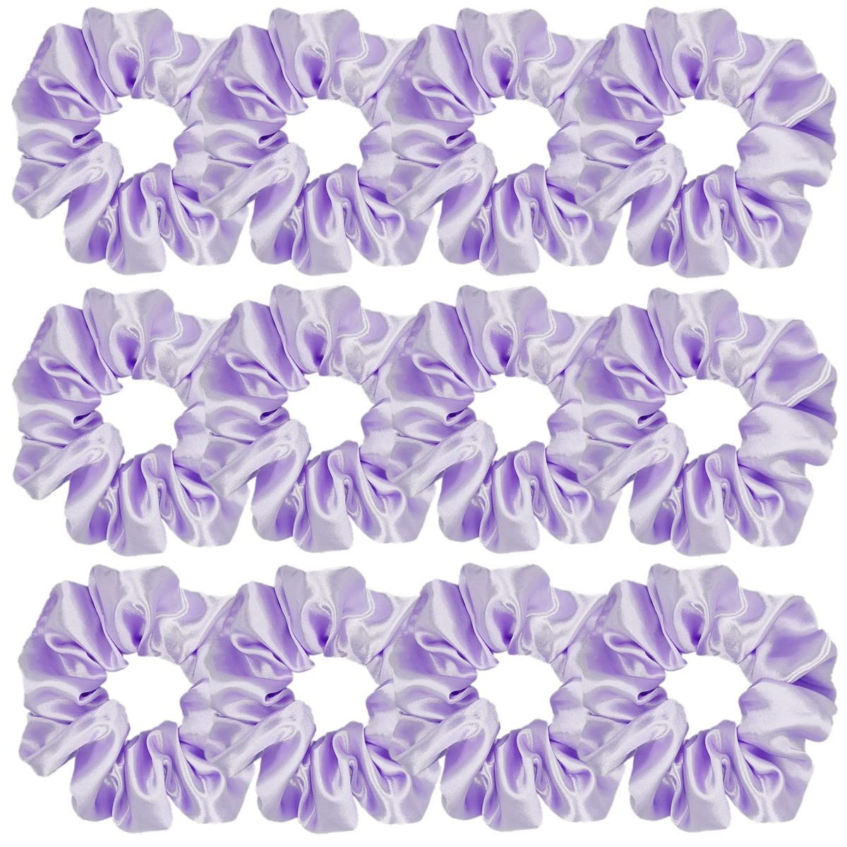 12 Pcs Satin Silk Scrunchies Soft Hair Ties Fashion Hair Bands Hair Bow Ropes Elastic Bracelets Ponytail Holders Hair Accessories for Women Girls (4.5 Inch, Assorted Multi-color)