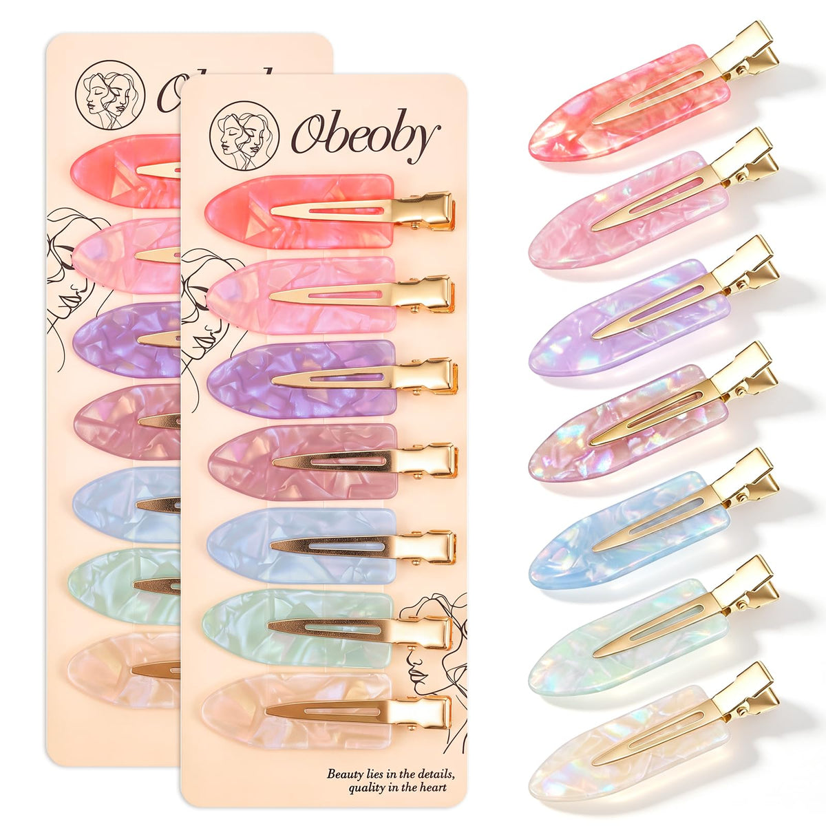 obeoby 14 Pcs No Crease Hair Clips For Women Girls Makeup Styling, 2.36 In