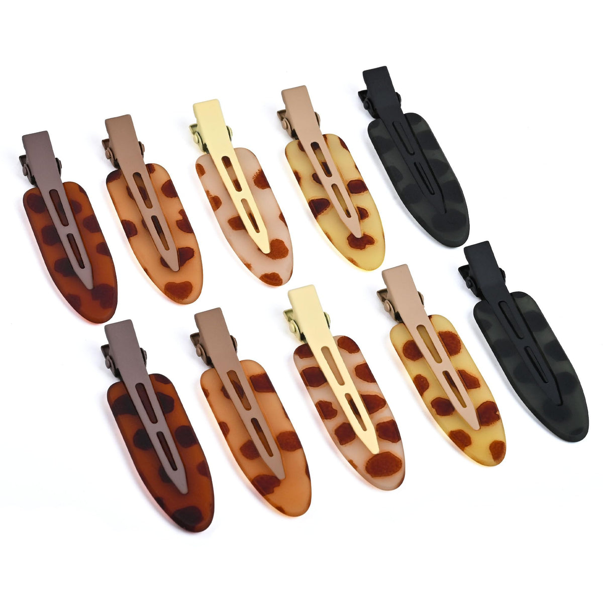 No Crease No Bend Hair Clips for Styling, Creaseless Flat Makeup Hair Clips, Non Slip Hair Accessories for Women, Gold Fleck Design, 10 Pcs