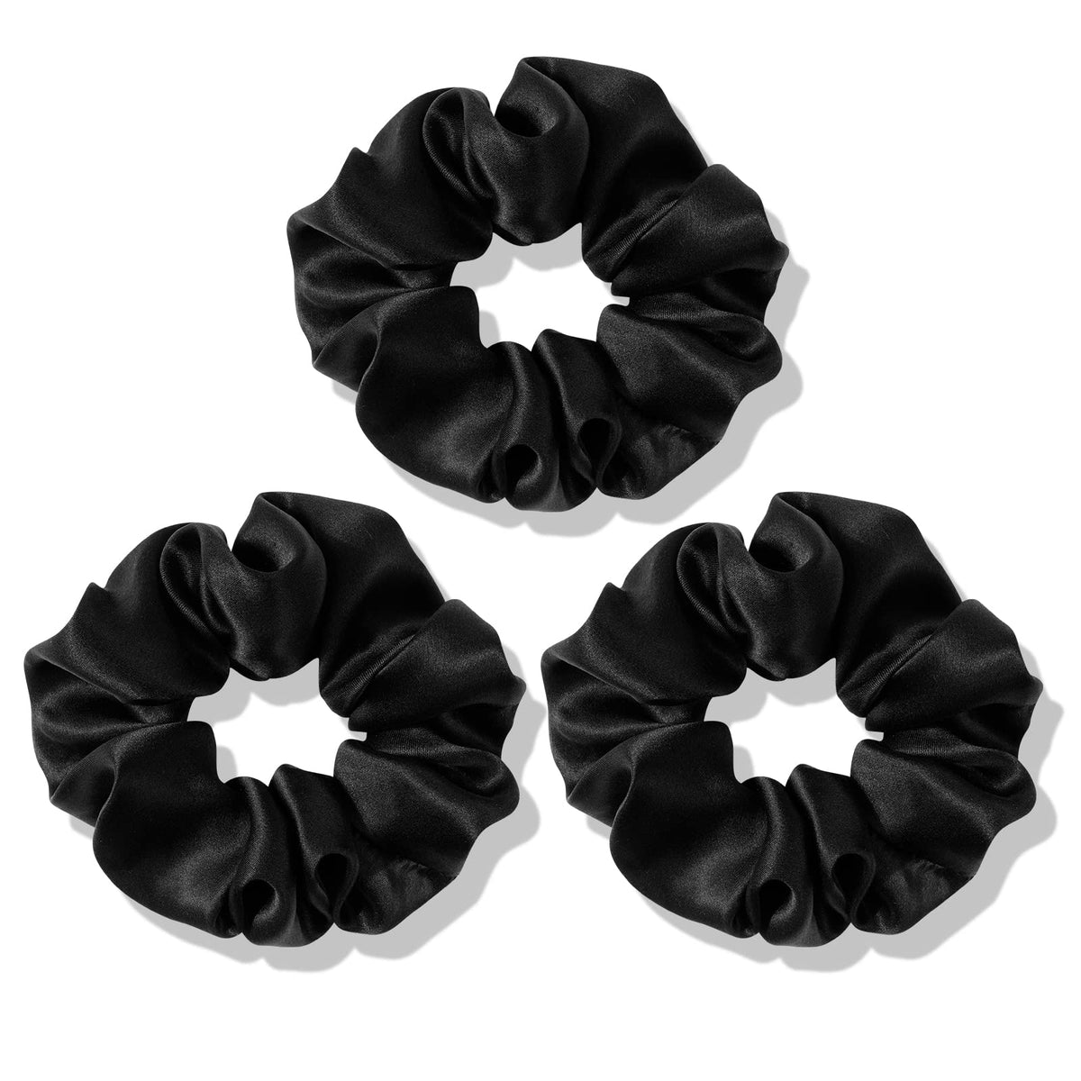 OLESILK 100% Mulberry Silk Scrunchies for Women, Hair Ties No Damage 3 Pack