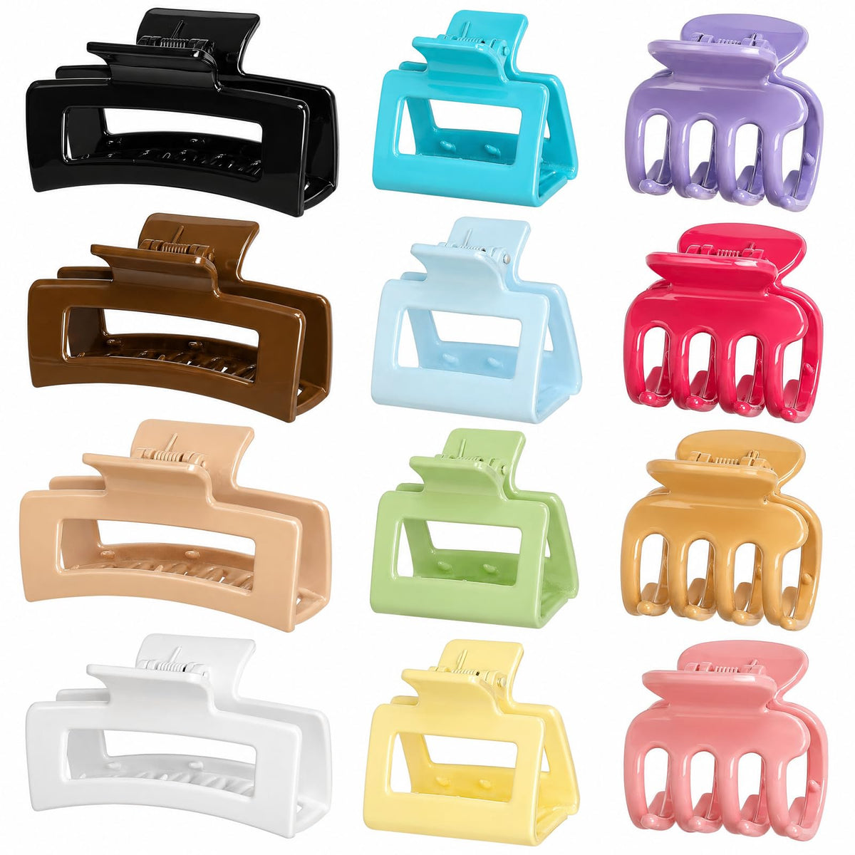 SMKSL 12 Pcs Hair Claw Clips for Women & Girls 3 Styles Hair Accessories
