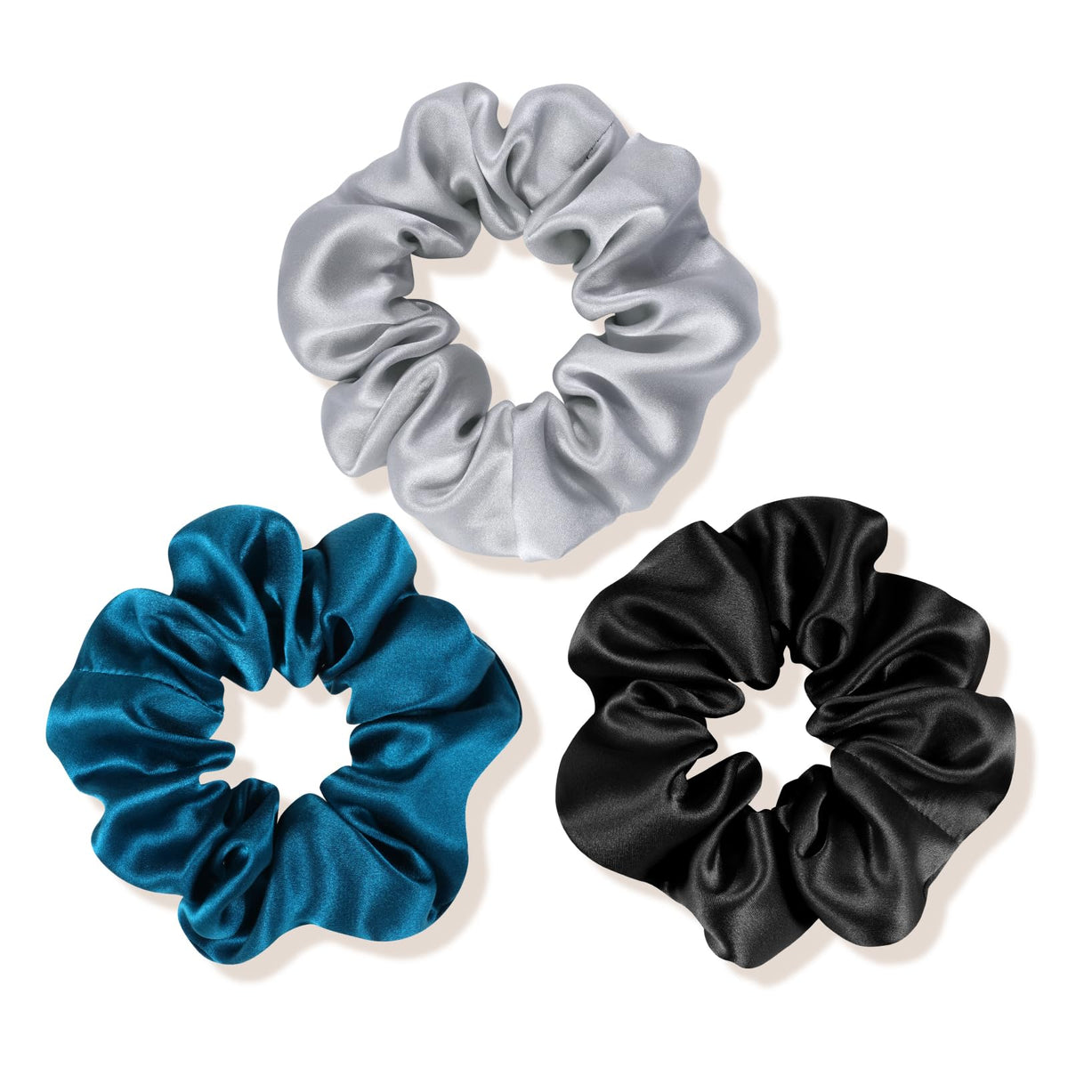 OLESILK 100% Mulberry Silk Scrunchies for Women, Hair Ties No Damage 3 Pack