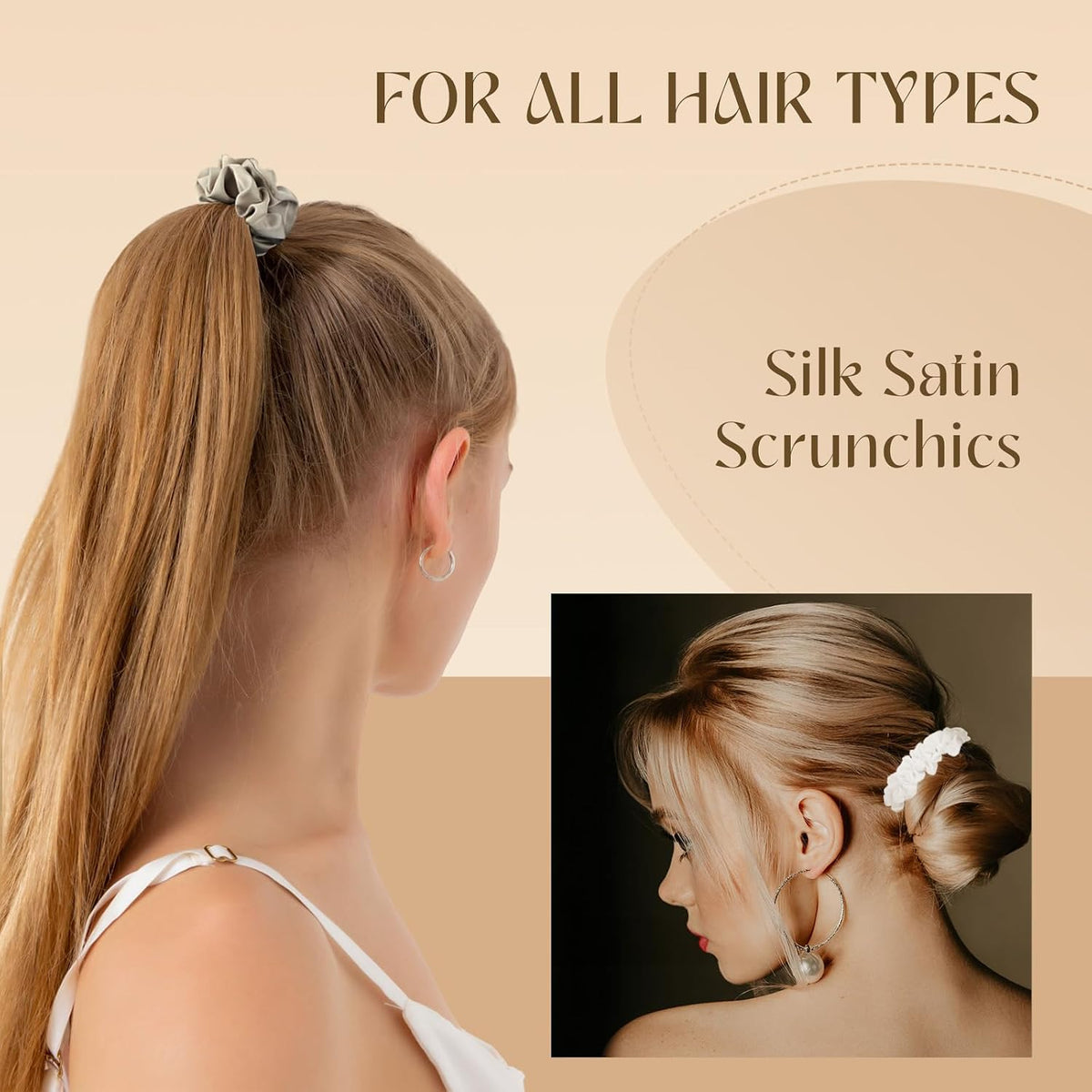 8 PCS Silk Satin Hair Ties Hair Scrunchies for Women Premium Classic Color