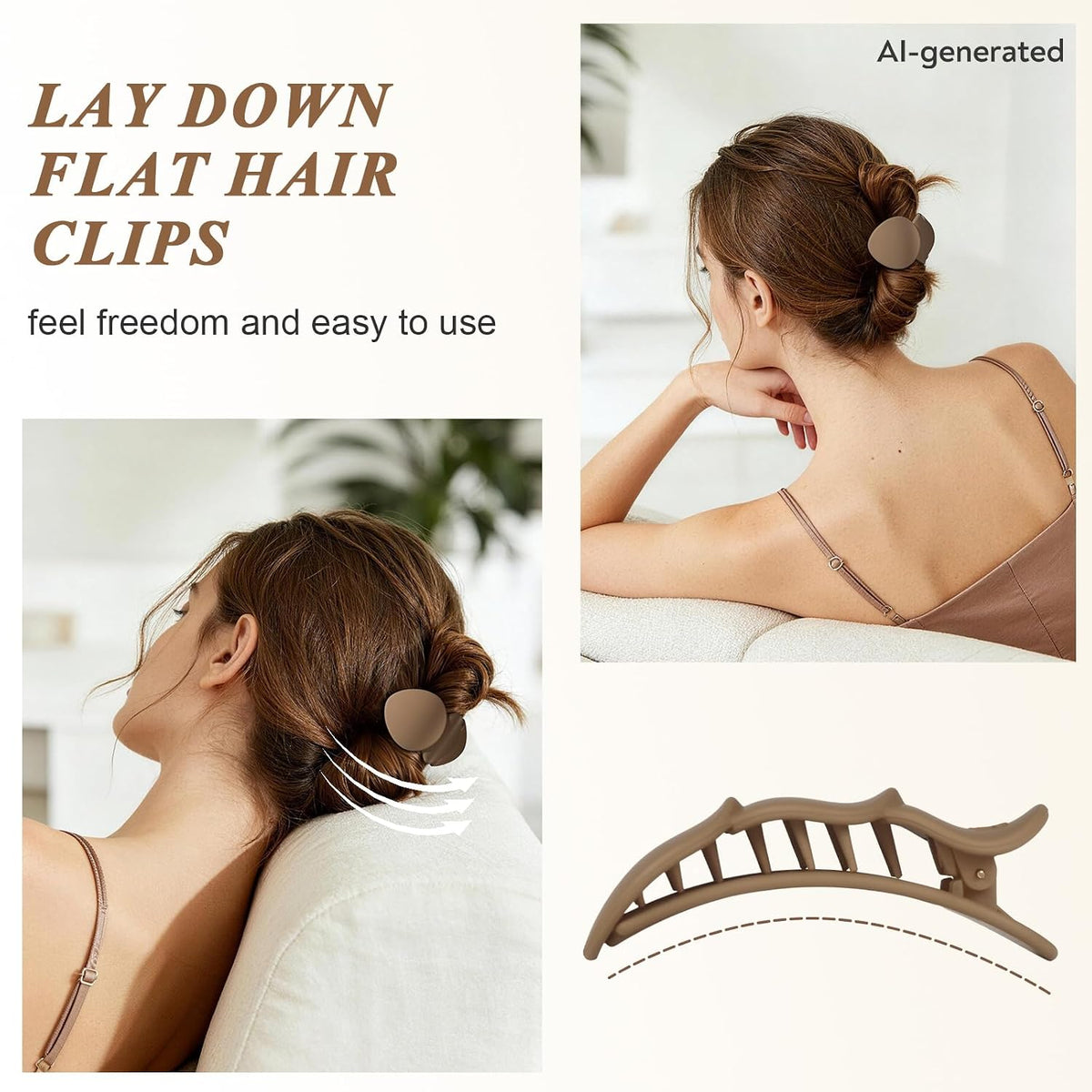 Medium Flat Hair Clips for Women, Claw Clips for Thick Thin Hair