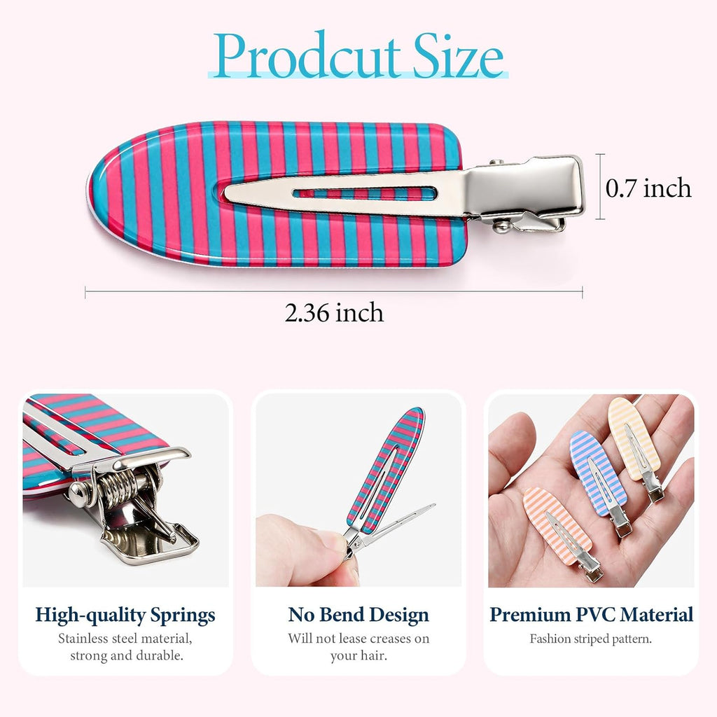 24 PCS Striped Creaseless Hair Clips for Women Bangs - No Crease Hair clips