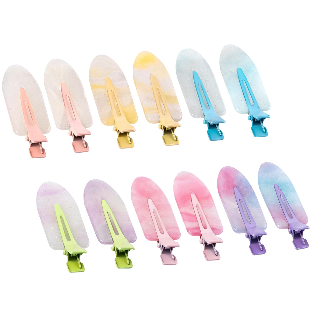 No Crease Creaseless No Bend Hair Clips For Styling Non Slip Flat Clips For Makeup Hair Accessories For Women,White Gold Color,12 PCS