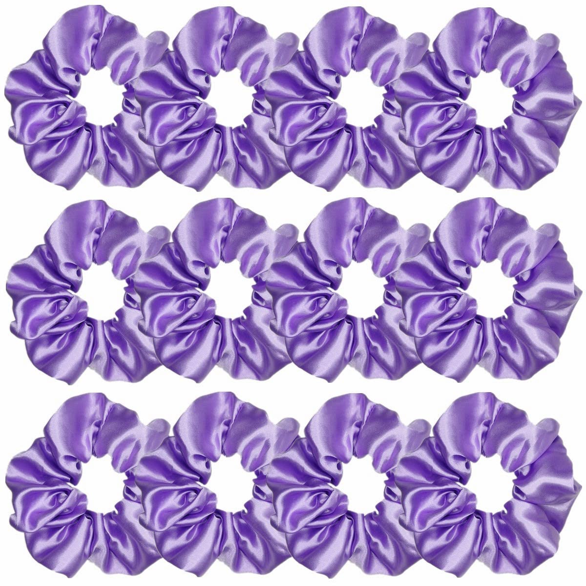 12 Pcs Satin Silk Scrunchies Soft Hair Ties Fashion Hair Bands Hair Bow Ropes Elastic Bracelets Ponytail Holders Hair Accessories for Women Girls (4.5 Inch, Assorted Multi-color)