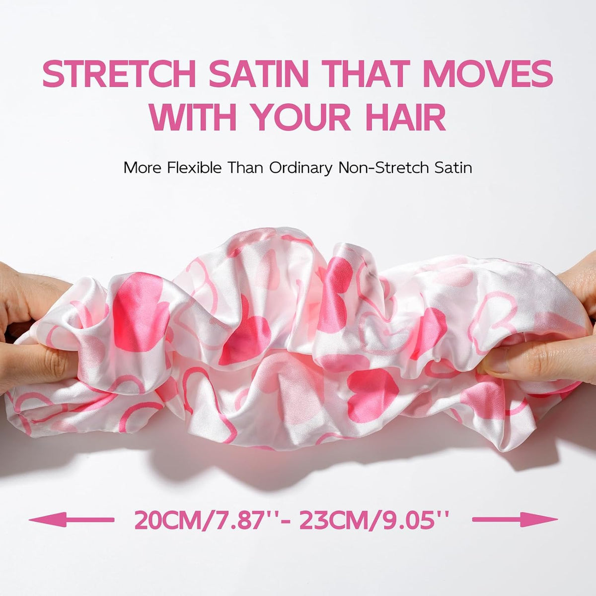 Years calm Satin Scrunchies For Women, No Pull, 2PC Thick Hair Ties，Pink