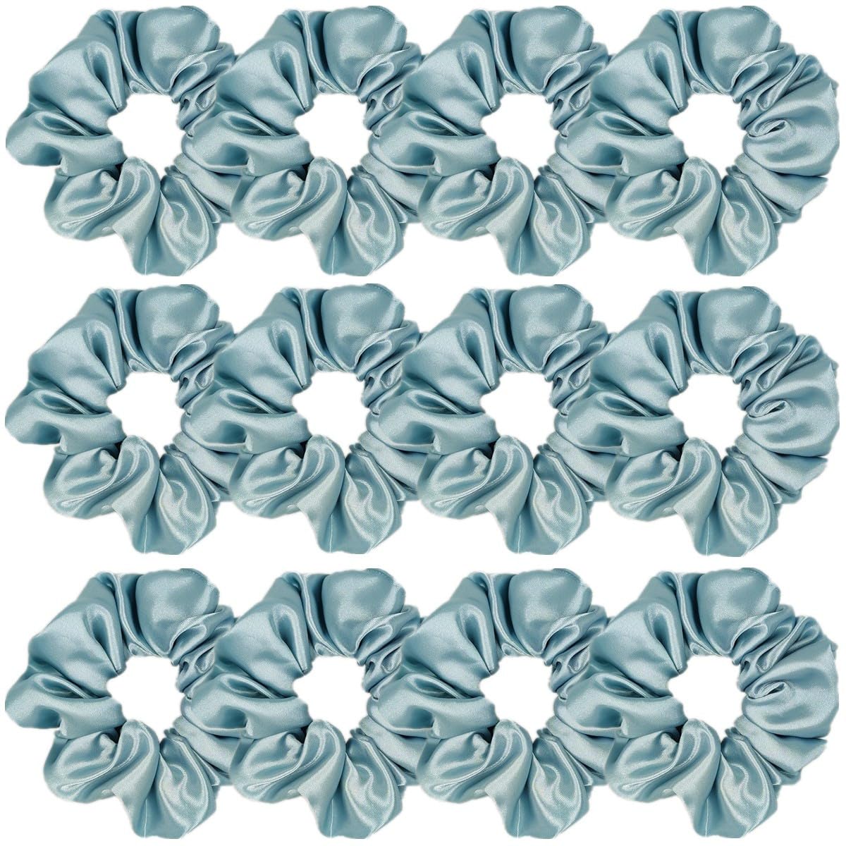 12 Pcs Satin Silk Scrunchies Soft Hair Ties Fashion Hair Bands Hair Bow Ropes Elastic Bracelets Ponytail Holders Hair Accessories for Women Girls (4.5 Inch, Assorted Multi-color)