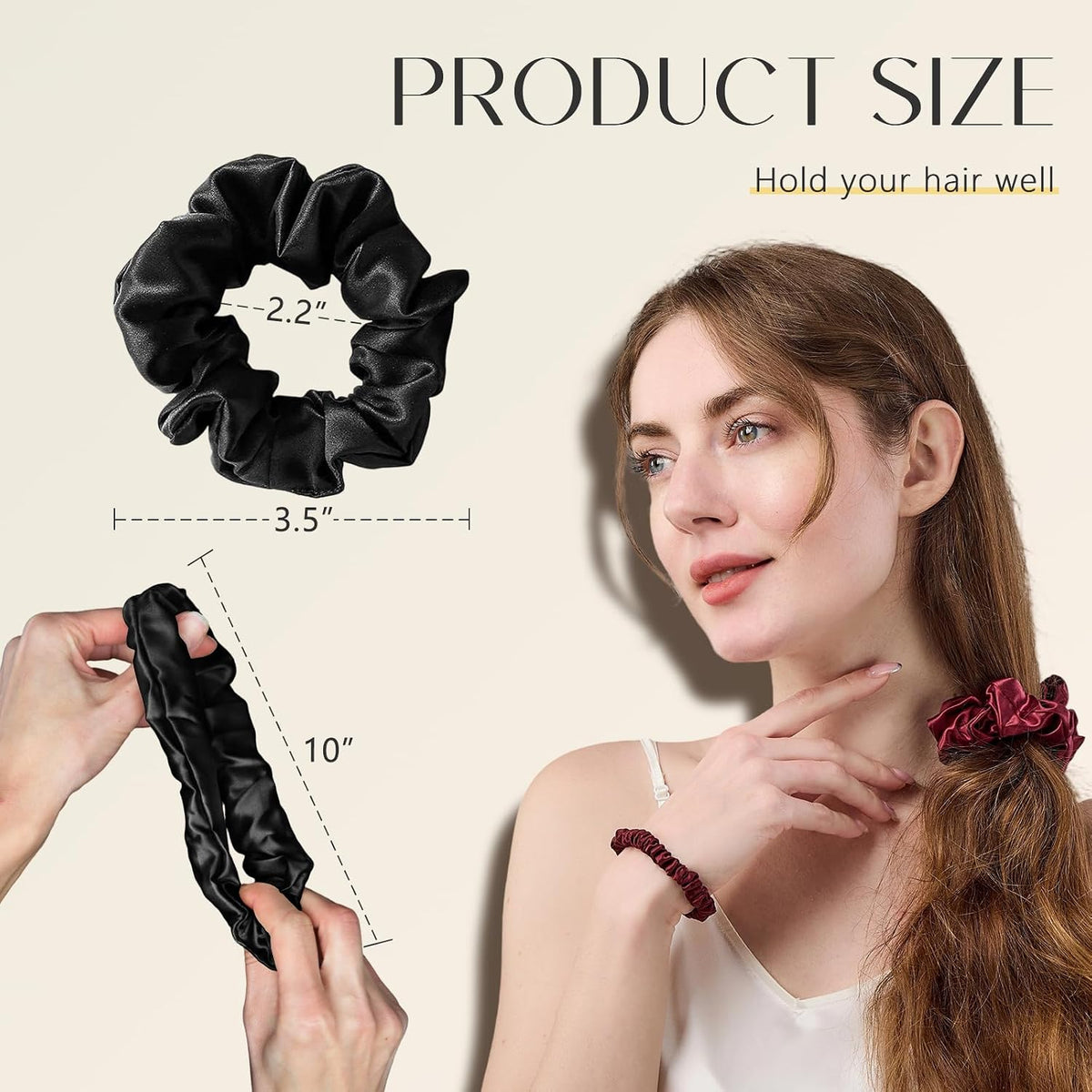 ZIMASILK 100% Pure Mulberry Silk Hair Scrunchies for Women