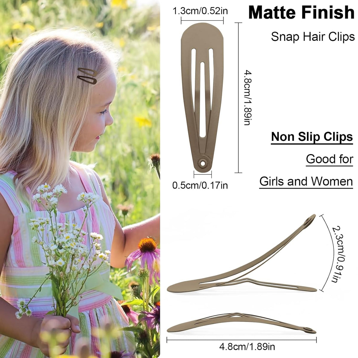 GKETN Snap Hair Clips for Women and Girls Water Drop Non Slip Hair Barrettes Matte Finished Metal Hair Clips Accessory Mixed Color 16 PCS 1.89"