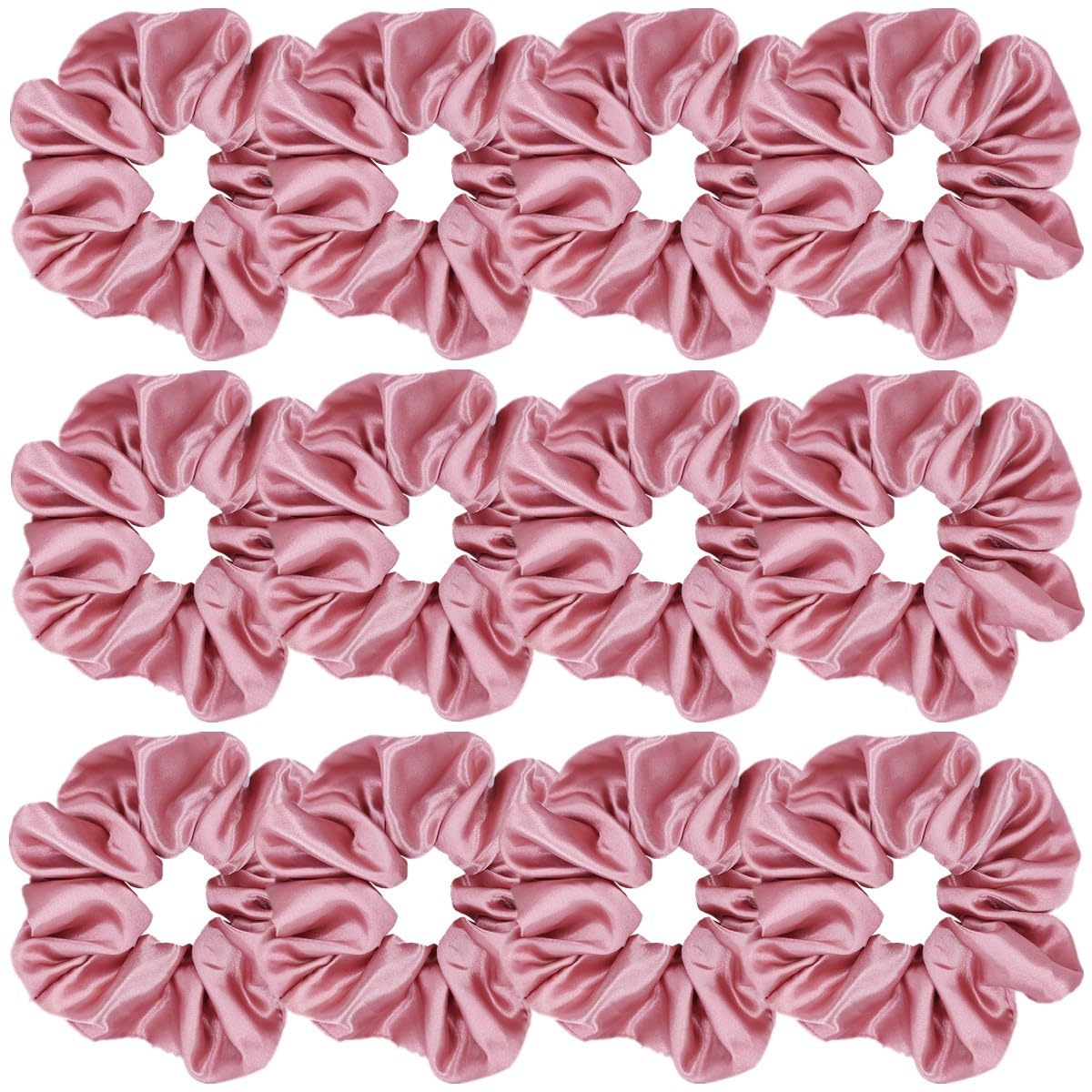 12 Pcs Satin Silk Scrunchies Soft Hair Ties Fashion Hair Bands Hair Bow Ropes Elastic Bracelets Ponytail Holders Hair Accessories for Women Girls (4.5 Inch, Assorted Multi-color)
