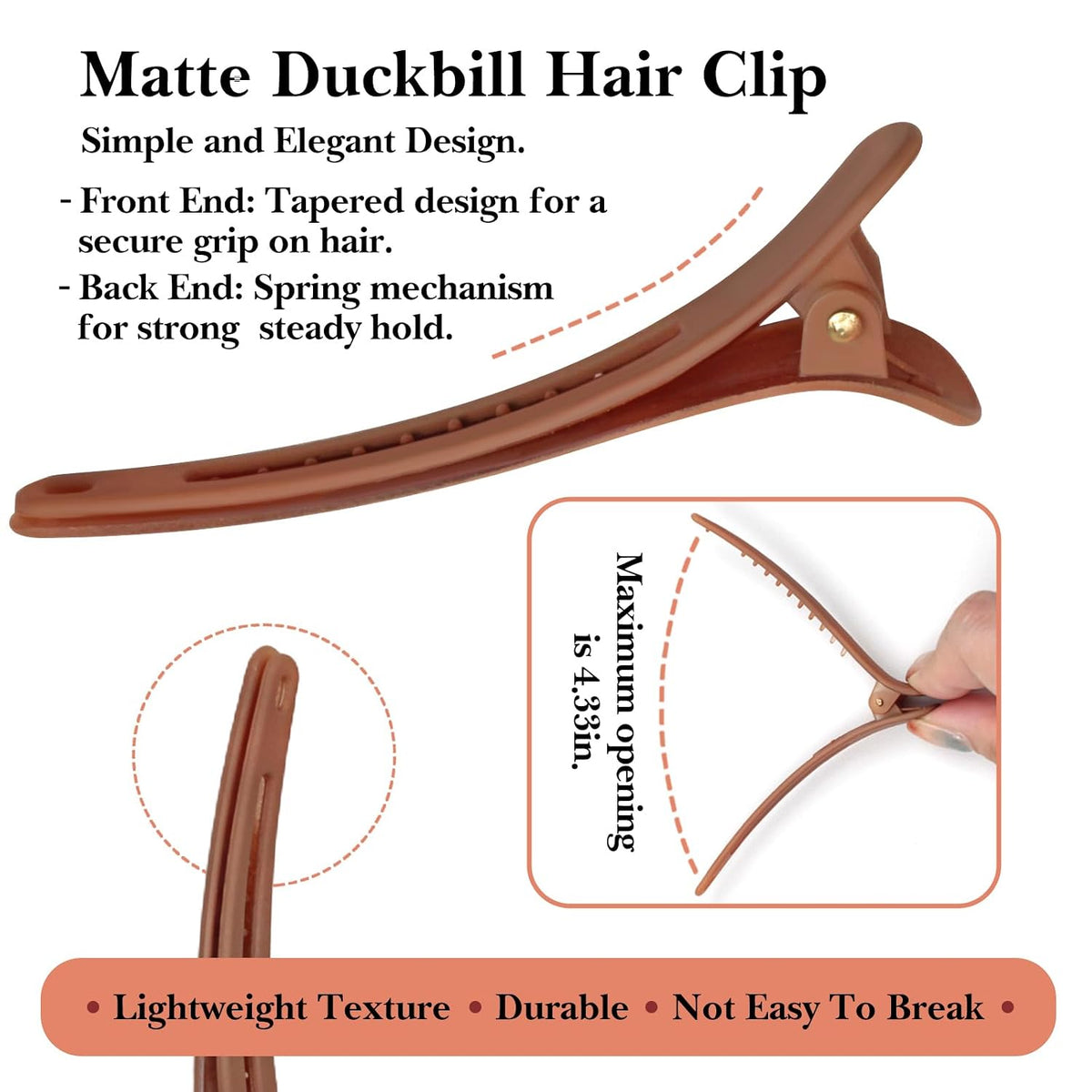 Matte Duckbill Styling Hair Clips – 3.07 Inch No-Crease Sectioning Barrettes for Women & Girls, Hair Accessories in 4 Colors(12–Pack)