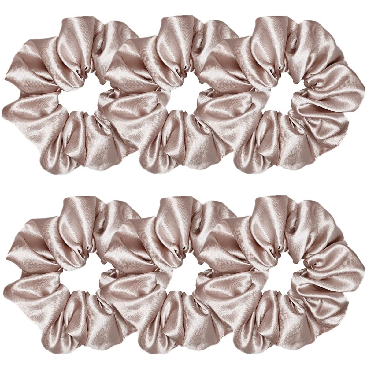 Sufermoe 6 Pcs Satin Silk Hair Scrunchies, 4.5 Inch, Dark Brown, Hair Accessories for Women and Girls