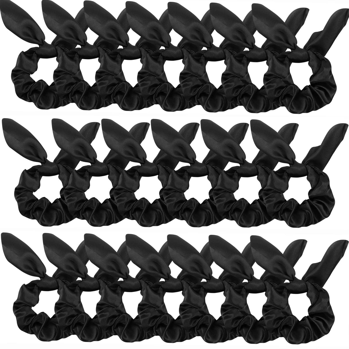 20 Pack Satin Scrunchies for Thick Hair, Hair Ties with Bow for Women's Hair, Bunny Ear Scrunchies, Hair Accessories for Girls, Silk Scrunchies in 20 Solid Warm Colors