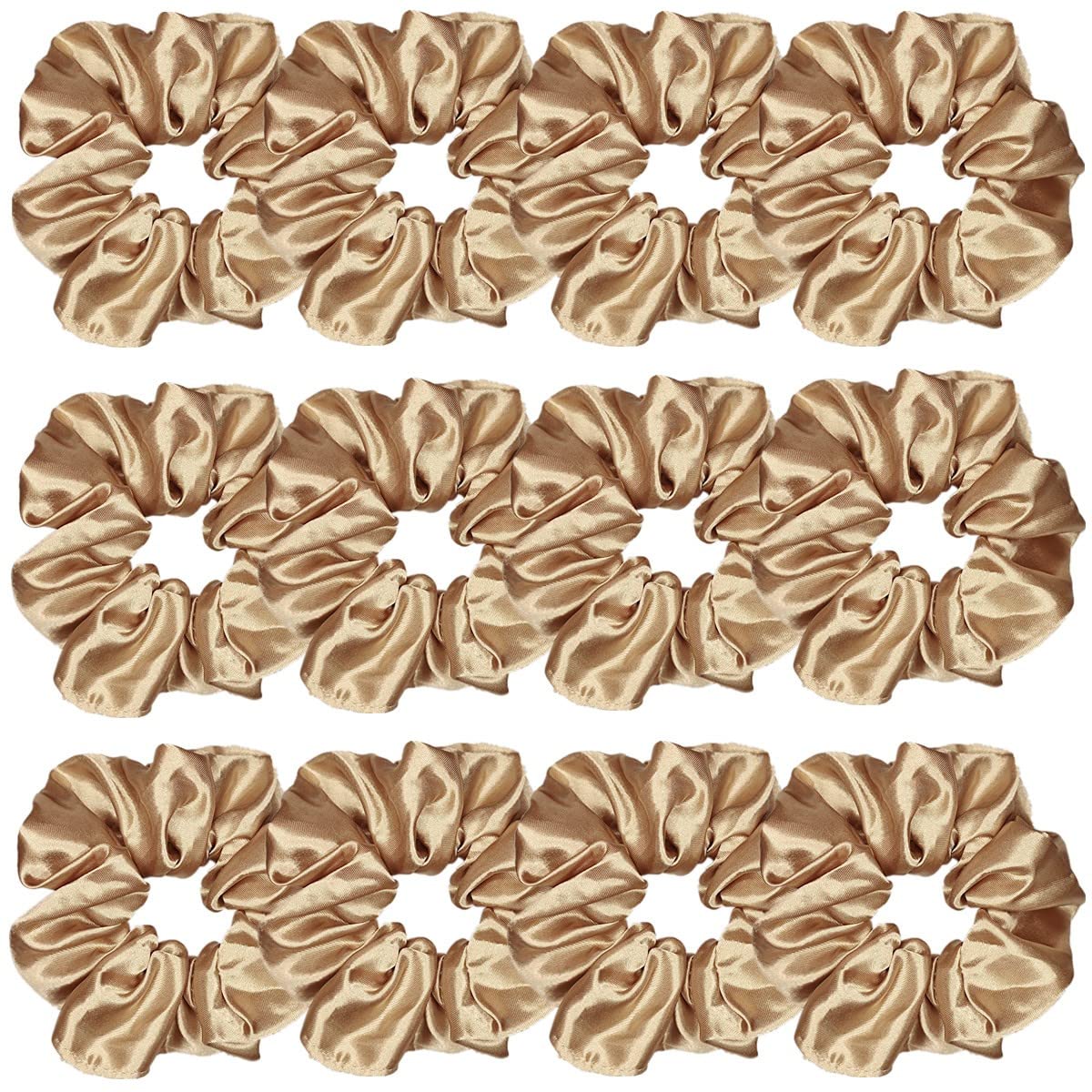12 Pcs Satin Silk Scrunchies Soft Hair Ties Fashion Hair Bands Hair Bow Ropes Elastic Bracelets Ponytail Holders Hair Accessories for Women Girls (4.5 Inch, Assorted Multi-color)