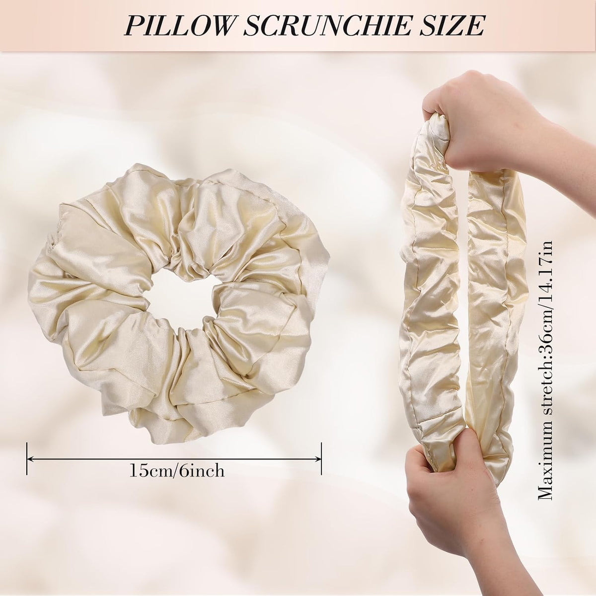 3 Pcs Large Satin Scrunchies, 6 Inch Hair Ties For Thick Curly Hair