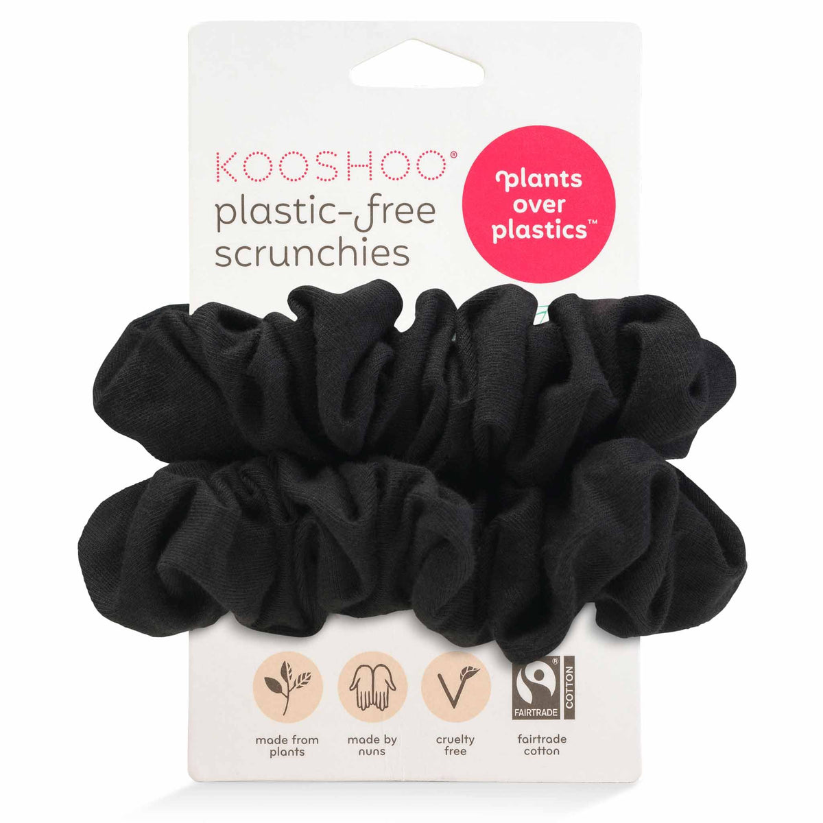 KOOSHOO Scrunchies - Organic Cotton Scrunchie Set Made from Plants - Washable, Durable, No-Damage Accessories for All Hair Types - Fair Trade, Ethically Made, Vegan - 2ct - Macchiato Brown