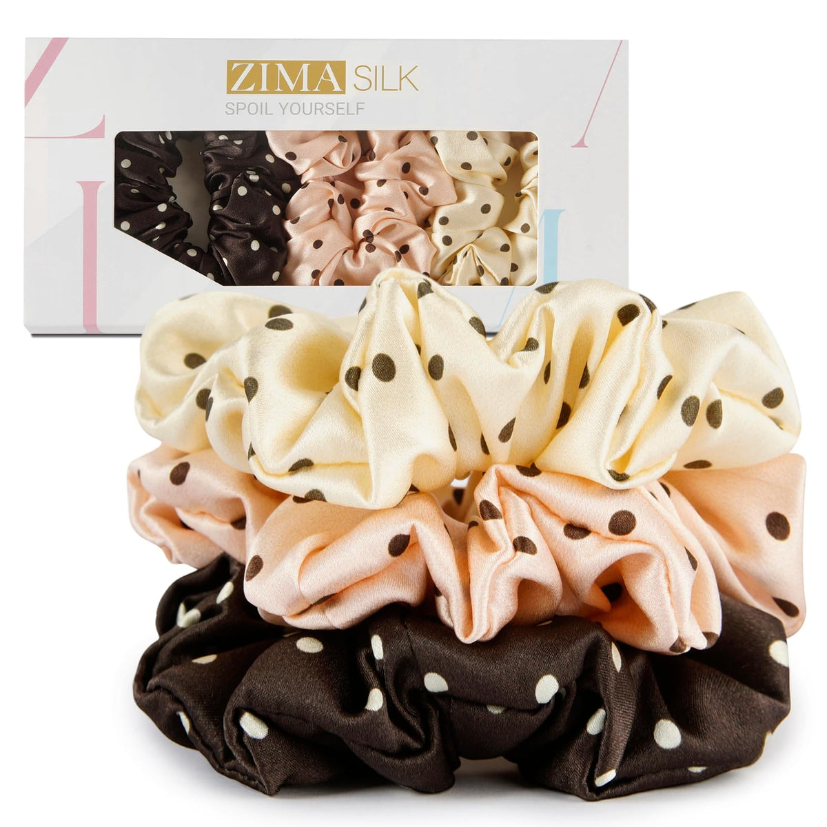ZIMASILK 100% Pure Mulberry Silk Hair Scrunchies for Women
