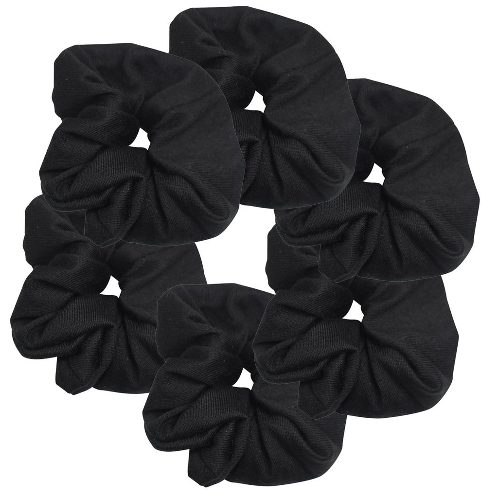 Motique Accessories Large Scrunchies for Women, Pack of 6, Black