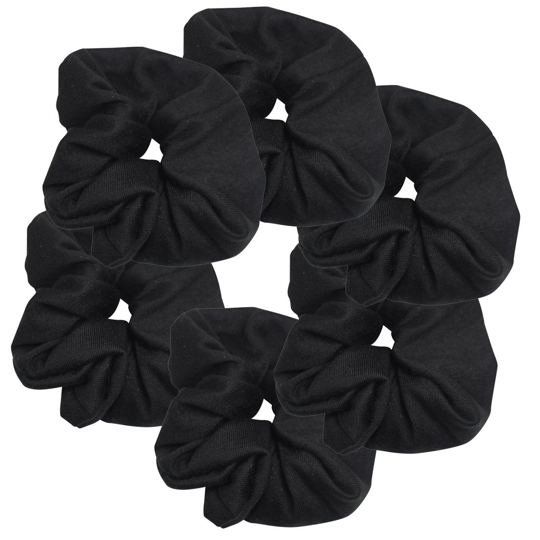 Motique Accessories Large Scrunchies for Women, Pack of 6, Black
