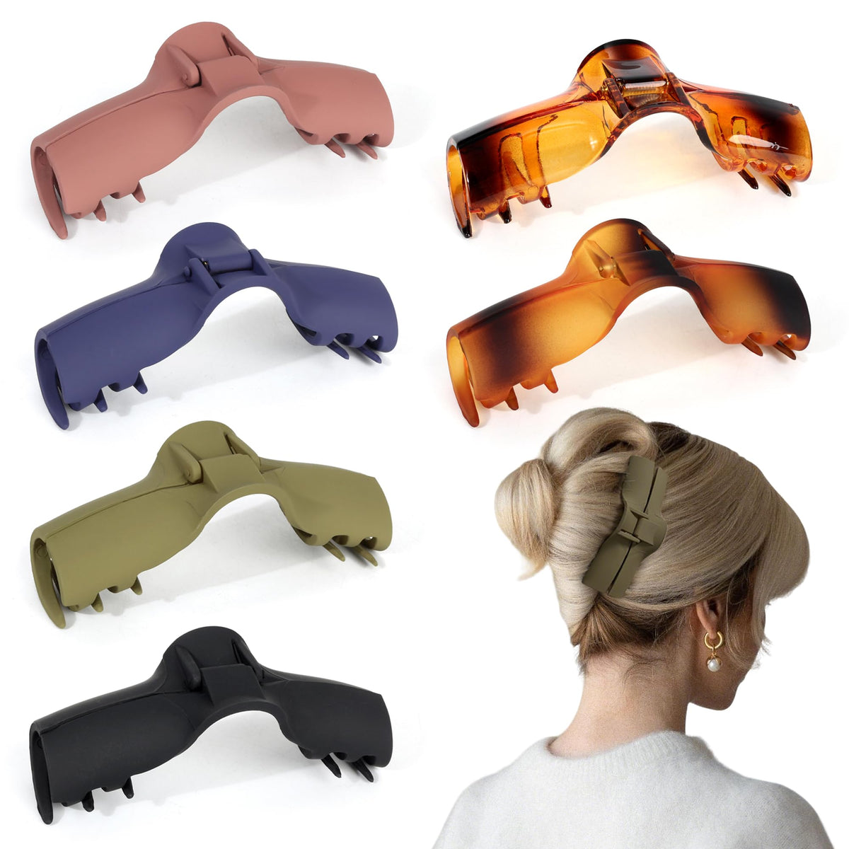 Big Hair Claw Clips - Butterfly Hair Accessories for Women and Girls with Long, Thick Hair - Large 5.1 Jelly Clips, 4 Pcs, Mother's Day Gifts