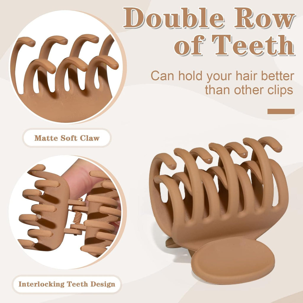1.6" Matte Small Double Row Teeth Hair Clips for Women Hair Claw Clips