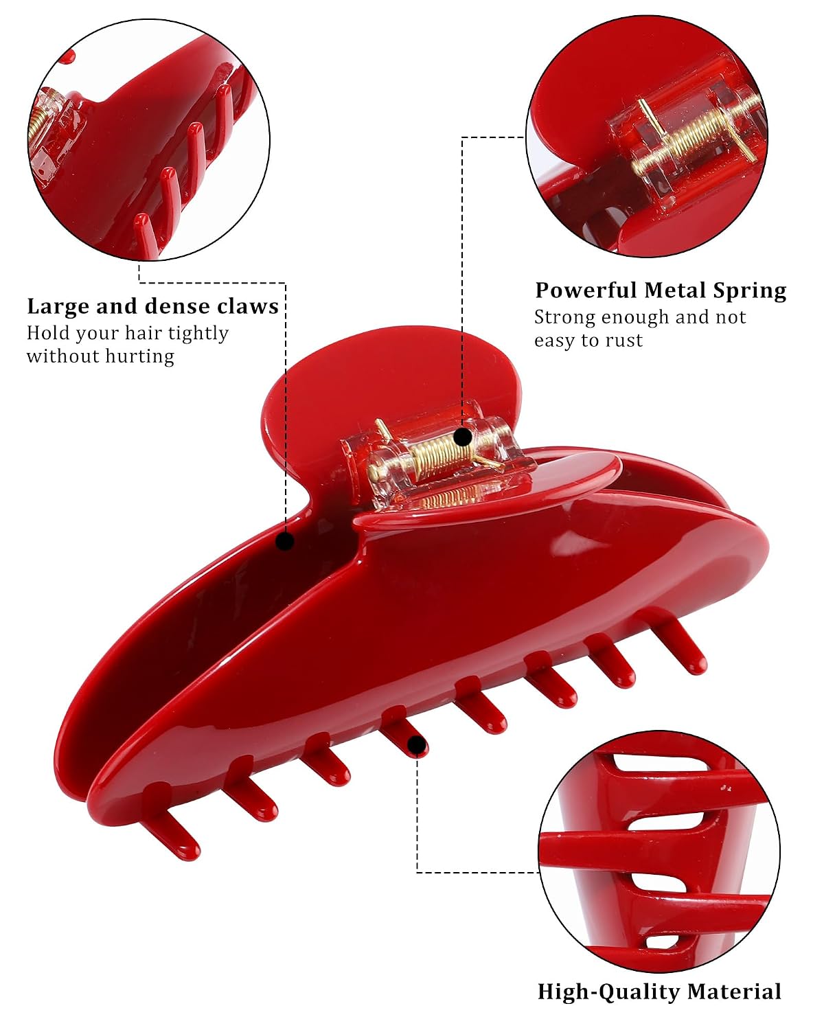 Large Red Claw Clip Acetate Claw Clips for Women Thick Hair