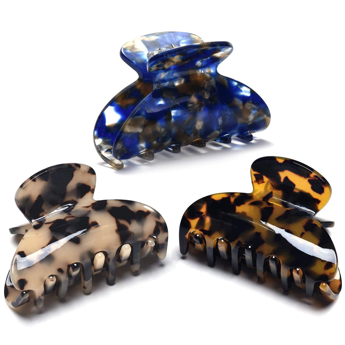 Medium Claw Hair Clips for Women Girls Tortoise Hair Jaw Clips Celluloid Hair Claw Clamps Leopard Print Hair Clasp 3 Pack