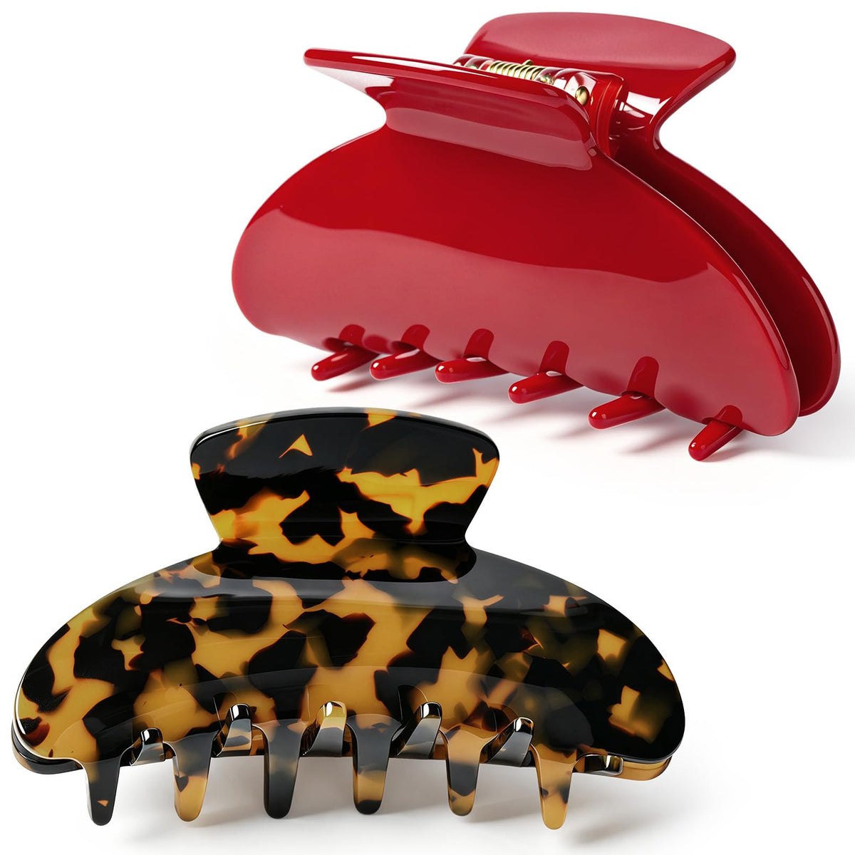 2PCS Hair Claw Banana Clips tortoise Barrettes Celluloid French Design Barrettes celluloid Leopard print Large Fashion Accessories for Women Girls