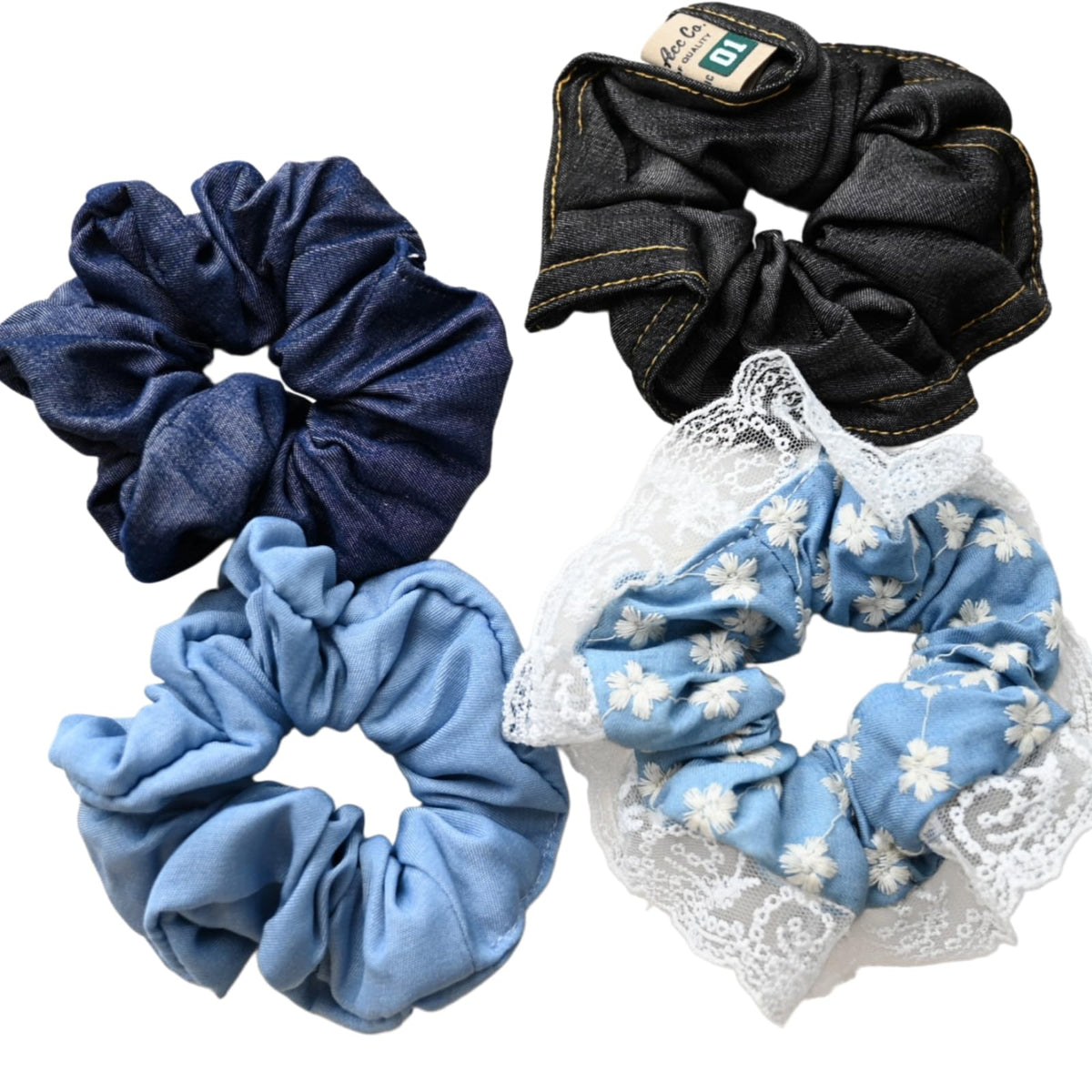 : Chic Striped Hair Scrunchies for Girls and Women，Elastic Hair Bands，for everyday styling，4 in pack，scrunchies (a)