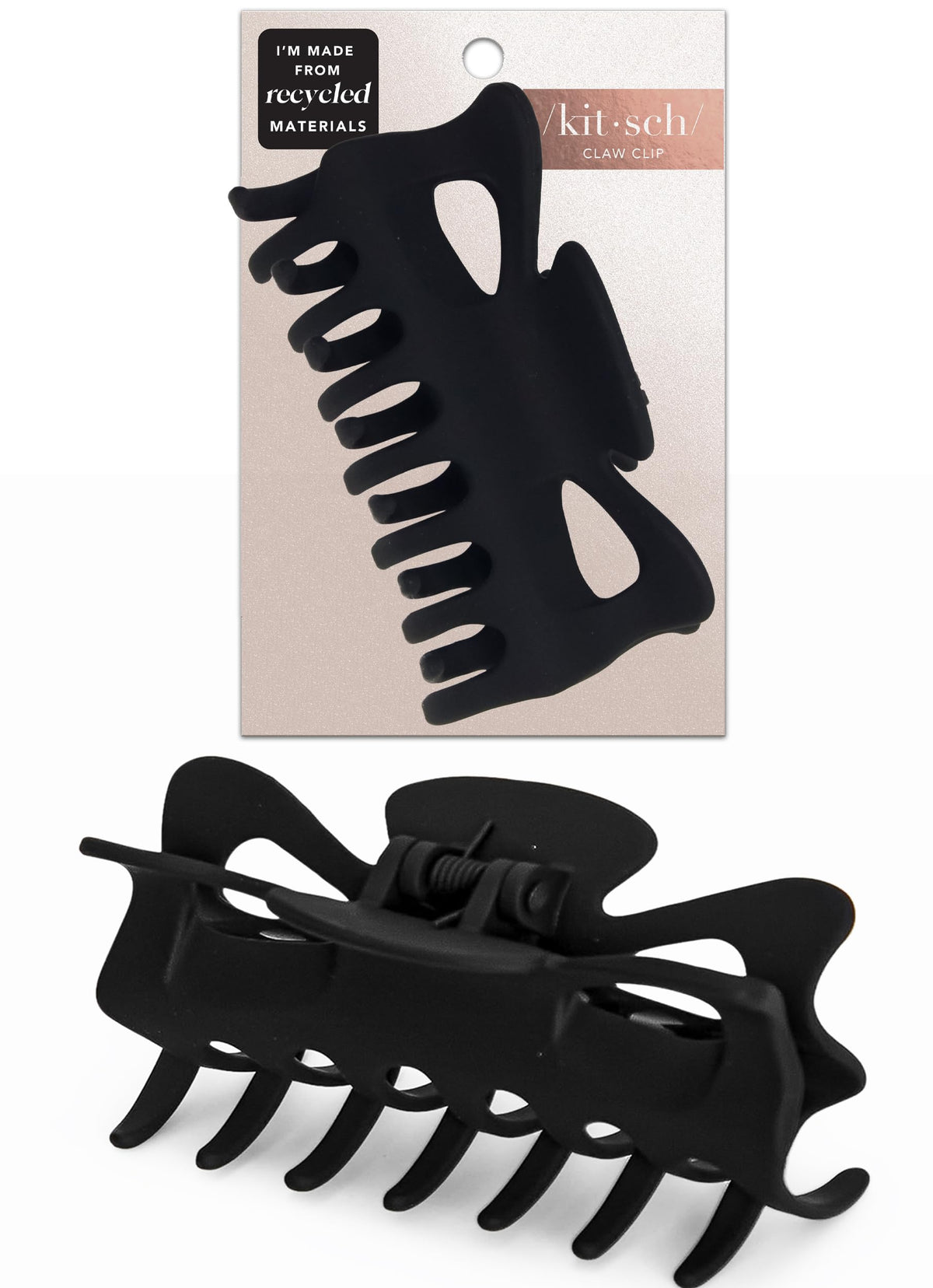 Kitsch Medium Puffy Claw Clips for Women - Black & Tort, 2pcs