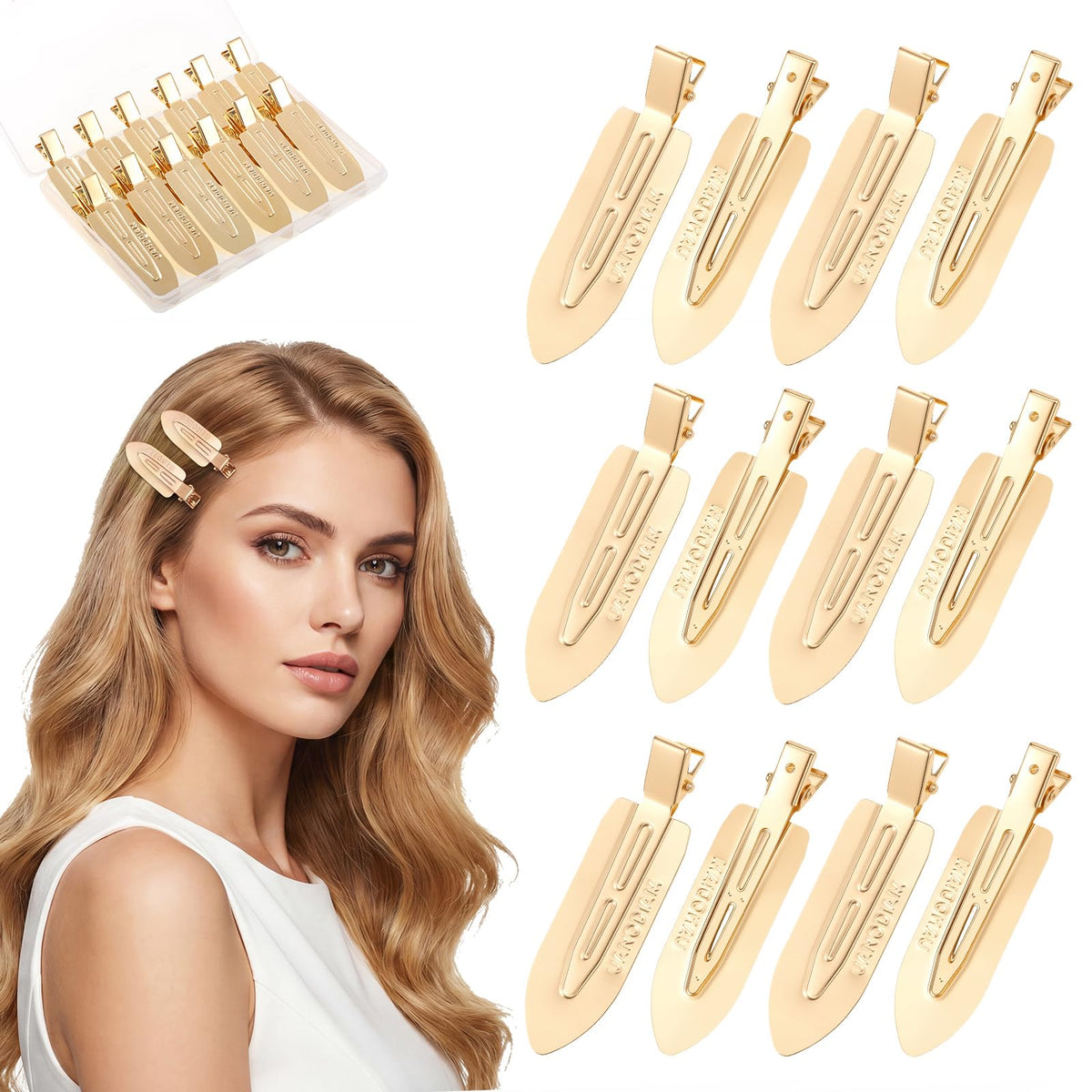 obeoby 12 Pcs No Crease No Bend Hair Clips for Women Girls Makeup Styling