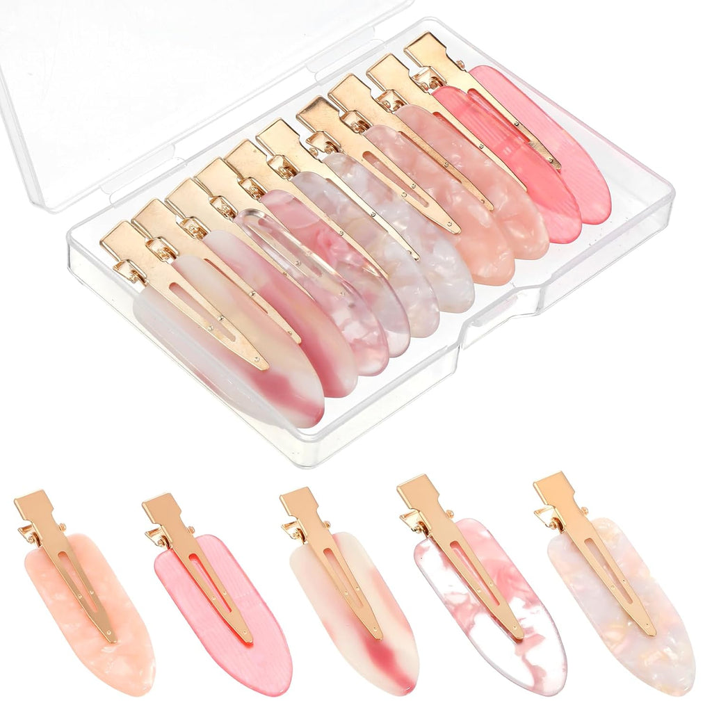 10 Pcs No Crease Hair Clips, No Bend Hair Clips Glitter Pink Bangs Clip Bridesmaid Barrettes for Makeup Creaseless Barrettes Bridesmaid Gifts HairSetting Clip