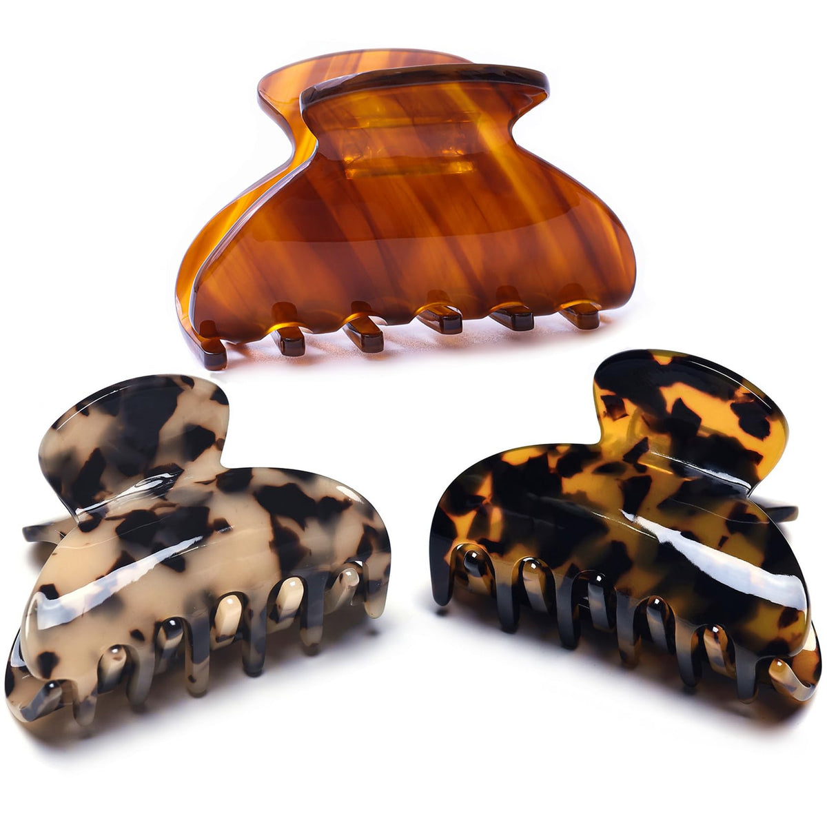 Medium Claw Hair Clips for Women Girls Tortoise Hair Jaw Clips Celluloid Hair Claw Clamps Leopard Print Hair Clasp 3 Pack