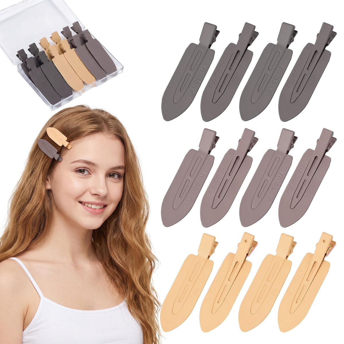 obeoby 12 Pcs No Crease No Bend Hair Clips for Women Girls Makeup Styling