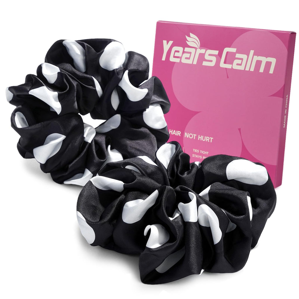 Years calm Satin Scrunchies For Women, No Pull, 2PC Thick Hair Ties，Pink