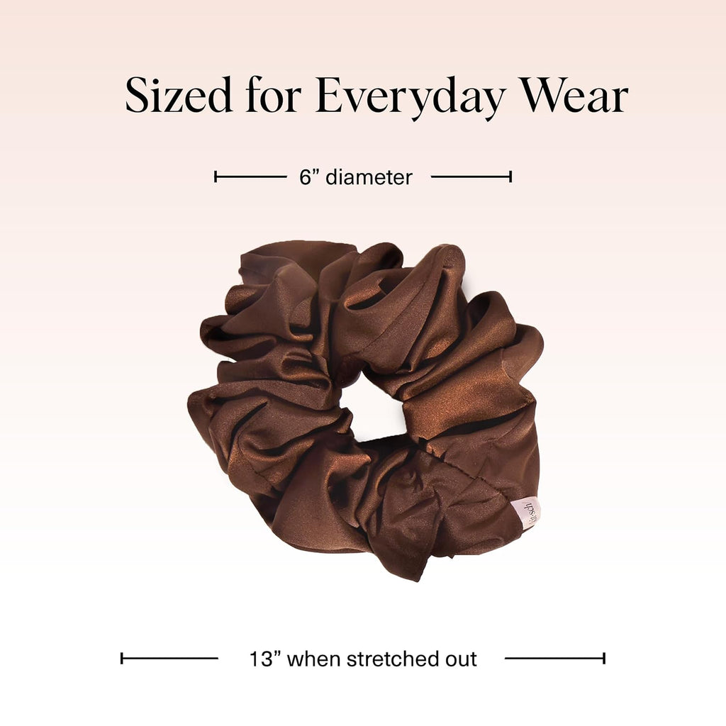 Kitsch Recycled Satin Oversized Scrunchies - Black & Chocolate, 2pcs