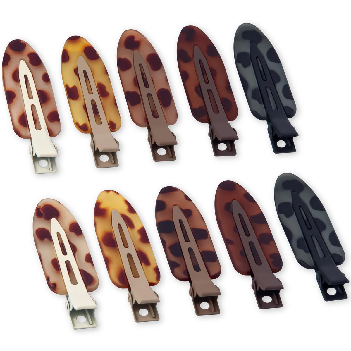 10 Pcs Creaseless No Crease No Bend Flat Hair Clips For Styling Non Slip Makeup Clips For Women Salon Hairstyle,Matte Black Brown Beige
